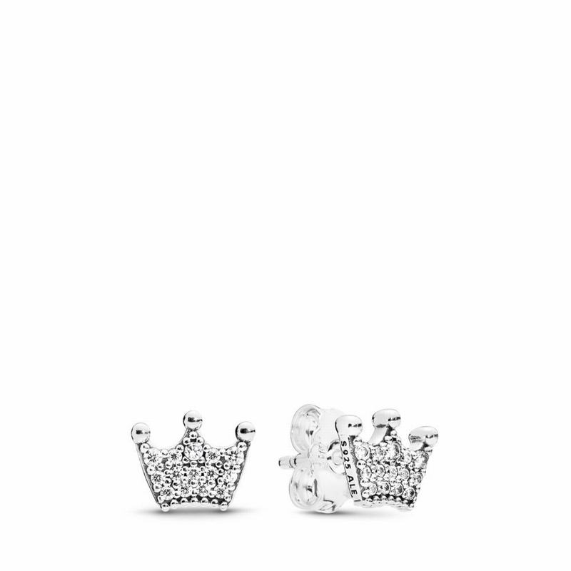 Pandora Enchanted Crowns Stud Earrings Clearance NZ, Sterling Silver (527096-JVG)